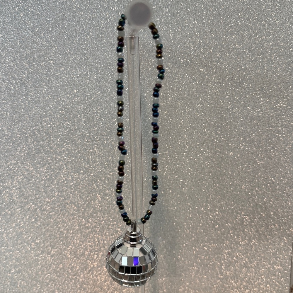 one-of-a-kind handmade disco ball rearview mirror charm